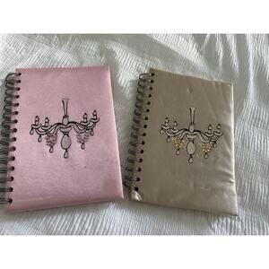 Lot of 2 Journals Notebooks Chandelier Glam Rhinestone Pink Beige Girly Lined